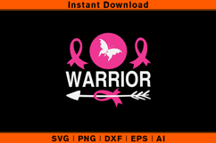 Breast Cancer Warrior SVG | Pink Ribbon Butterfly Design Product Image 1