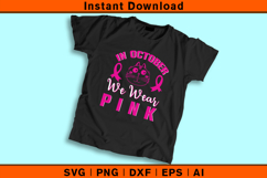 In October We Wear Pink Cat SVG | Breast Cancer Awareness Product Image 2