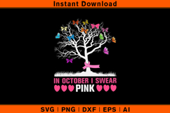 In October I Swear Pink SVG | Breast Cancer Awareness Tree Product Image 1