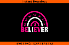 Believer SVG | Pink Ribbon Breast Cancer Awareness Design Product Image 1