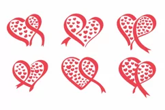 Cancer Ribbon Hearts Set, Breast Cancer Ribbons in Heart SVG Product Image 2