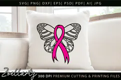 Breast Cancer Awareness SVG Pink Ribbon SVG Faith Hope Cure Product Image 4