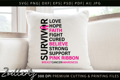 Breast Cancer Awareness SVG Pink Ribbon SVG Faith Hope Cure Product Image 2