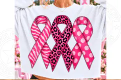 Breast Cancer Awareness Pink Ribbon Trio PNG Product Image 1