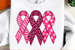 Breast Cancer Awareness Pink Ribbon Trio PNG Product Image 2