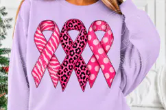 Breast Cancer Awareness Pink Ribbon Trio PNG Product Image 5