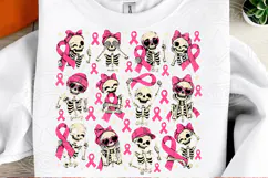 Breast Cancer Awareness Skeletons PNG | Pink Ribbon Hallowee Product Image 2