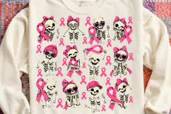 Breast Cancer Awareness Skeletons PNG | Pink Ribbon Hallowee Product Image 4
