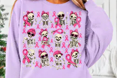 Breast Cancer Awareness Skeletons PNG | Pink Ribbon Hallowee Product Image 5