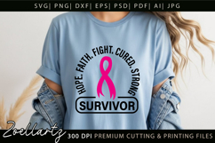Breast Cancer Awareness SVG Pink Ribbon SVG Faith Hope Cure Product Image 3