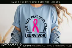 Breast Cancer Awareness SVG Pink Ribbon SVG Faith Hope Cure Product Image 3