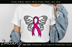 Breast Cancer Awareness SVG Pink Ribbon SVG Faith Hope Cure Product Image 1