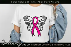 Breast Cancer Awareness SVG Pink Ribbon SVG Faith Hope Cure Product Image 1