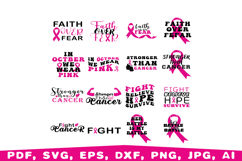 Breast Cancer SVG Bundle, Pink Ribbon svg, Fight Cancer svg Product Image 5