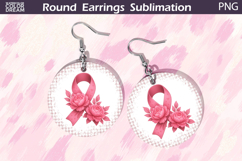 Breast Cancer Earrings | Pink Ribbon Round Earrings Product Image 1