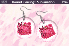 Breast Cancer Earrings | Pink Ribbon Round Earrings Product Image 1