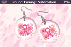 Breast Cancer Earrings | Pink Ribbon Round Earrings Product Image 1