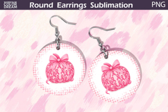 Breast Cancer Earrings | Pumpkin Pink Ribbon Round Earrings Product Image 1