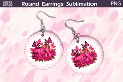 Breast Cancer Earrings | Pumpkin Pink Ribbon Round Earrings Product Image 1