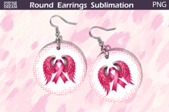 Breast Cancer Earrings | Pink Ribbon Round Earrings Product Image 1