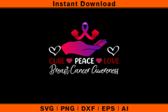 Cure Peace Love SVG | Breast Cancer Awareness Design Product Image 1
