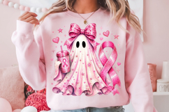 Breast Cancer Ghost PNG, Pink Ribbon Ghost Sublimation Product Image 2