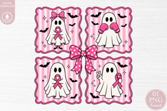 Breast Cancer Ghost PNG, Pink Ribbon Halloween Design Product Image 1