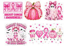 Breast Cancer PNG Sublimation,Halloween Pink Ghost png Product Image 3