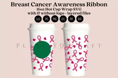 breast cancer ribbon starbucks 16oz hot cup tumbler wrap svg presized template for tumbler grande suitable for cricut and silhouette