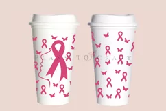 breast cancer ribbon starbucks 16oz hot cup tumbler wrap svg presized template for tumbler grande suitable for cricut and silhouette