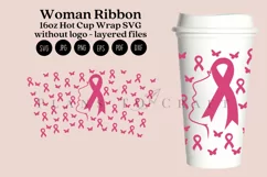 breast cancer ribbon starbucks 16oz hot cup tumbler wrap svg presized template for tumbler grande suitable for cricut and silhouette