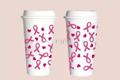 breast cancer ribbon starbucks 16oz hot cup tumbler wrap svg presized template for tumbler grande suitable for cricut and silhouette