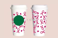 breast cancer ribbon starbucks 16oz hot cup tumbler wrap svg presized template for tumbler grande suitable for cricut and silhouette