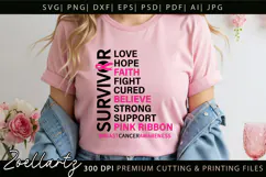 Breast Cancer Awareness SVG Pink Ribbon SVG Faith Hope Cure Product Image 3