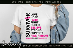 Breast Cancer Awareness SVG Pink Ribbon SVG Faith Hope Cure Product Image 4