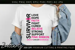 Breast Cancer Awareness SVG Pink Ribbon SVG Faith Hope Cure Product Image 4