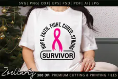 Breast Cancer Awareness SVG Pink Ribbon SVG Faith Hope Cure Product Image 2