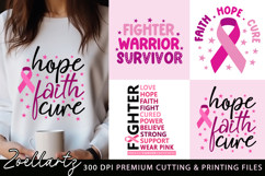 Breast Cancer Awareness SVG Pink Ribbon SVG Faith Hope Cure Product Image 2