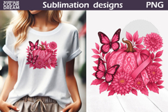 Breast Cancer Awareness | Pink Ribbon Pumpkin Floral Product Image 1