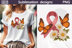 Breast Cancer Awareness | Pink Ribbon Floral Butterfly Product Image 1