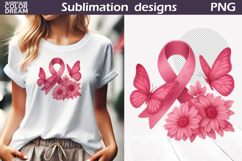 Breast Cancer Awareness | Pink Ribbon Butterfly Floral Product Image 1