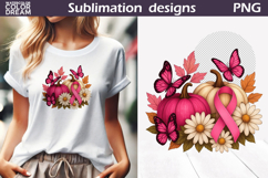 Breast Cancer Awareness | Pink Ribbon Pumpkin Floral Product Image 1