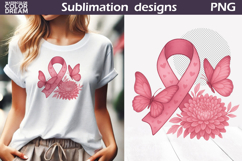 Breast Cancer Awareness | Pink Ribbon Butterfly Floral Product Image 1