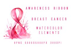 Breast Cancer Watercolor Elements Product Image 1