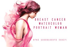 Breast Cancer Watercolor Woman Portrait Product Image 1