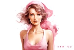 Breast Cancer Watercolor Woman Portrait Product Image 3