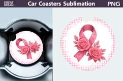 Breast Cancer Car Coaster | Pink Ribbon Awareness Product Image 1