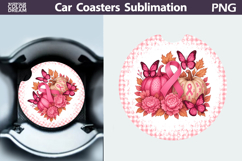Pumpkin Breast Cancer Car Coaster | Pink Ribbon Awareness Product Image 1