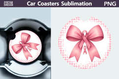 Bow Breast Cancer Car Coaster | Pink Ribbon Awareness Product Image 1
