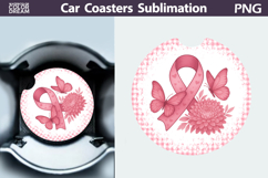 Breast Cancer Car Coaster | Pink Ribbon Awareness Product Image 1